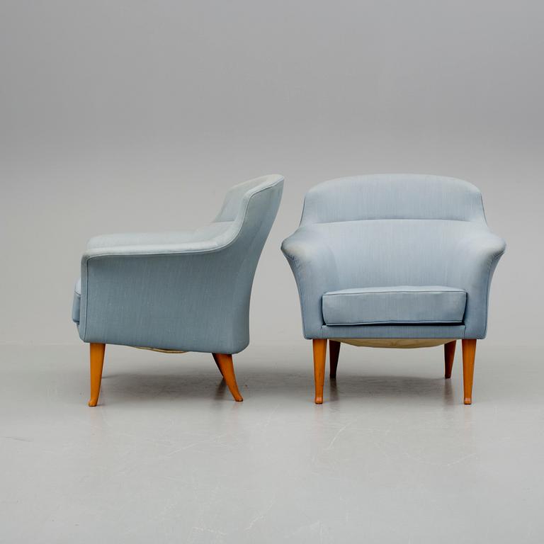 FÅTÖLJER, ett par,"Greta", Kerstin Hörlin-Holmqvist, för Nordiska Kompaniet (NK), 1960-tal.