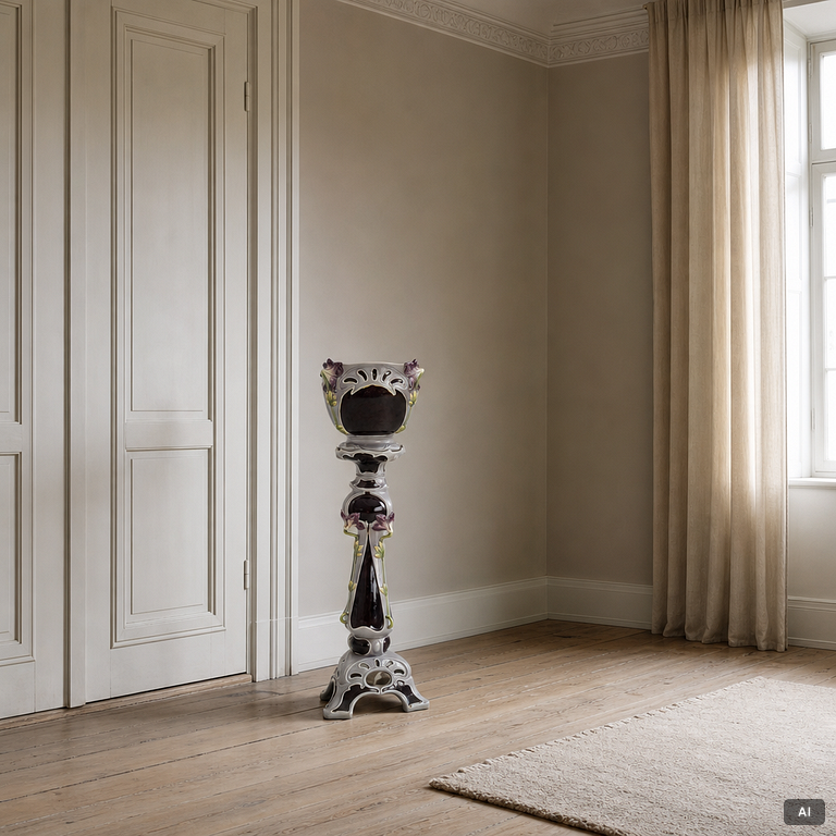 Pedestal with planter, Art Nouveau, R. M. Krause Majolika- und Steingut-Fabrik, early 20th Century.