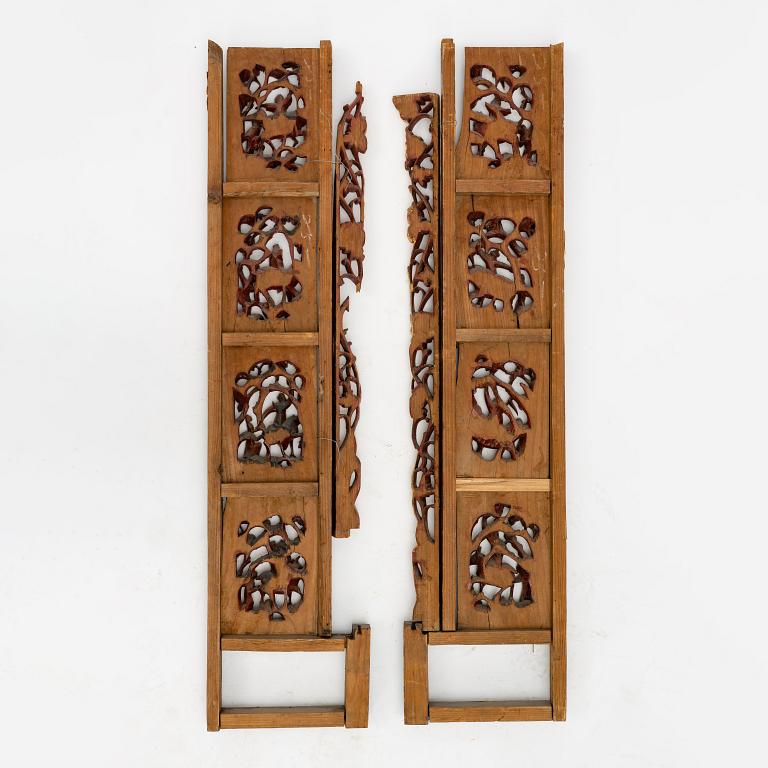 Two carved wooden panels, Qing dynasty, 19th Century.