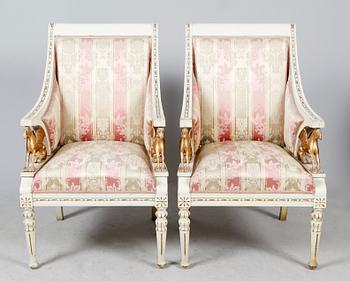 SALONGSMÖBEL, 8 del, empirestil, 1900-talets första hälft.