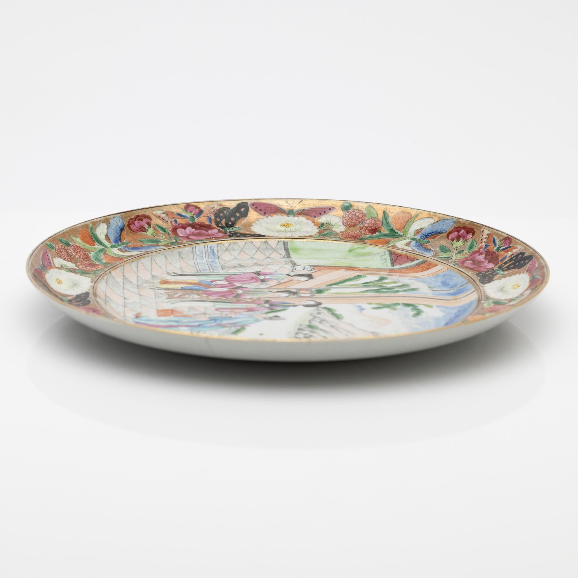 A Canton famille rose dish, mid 19th century.