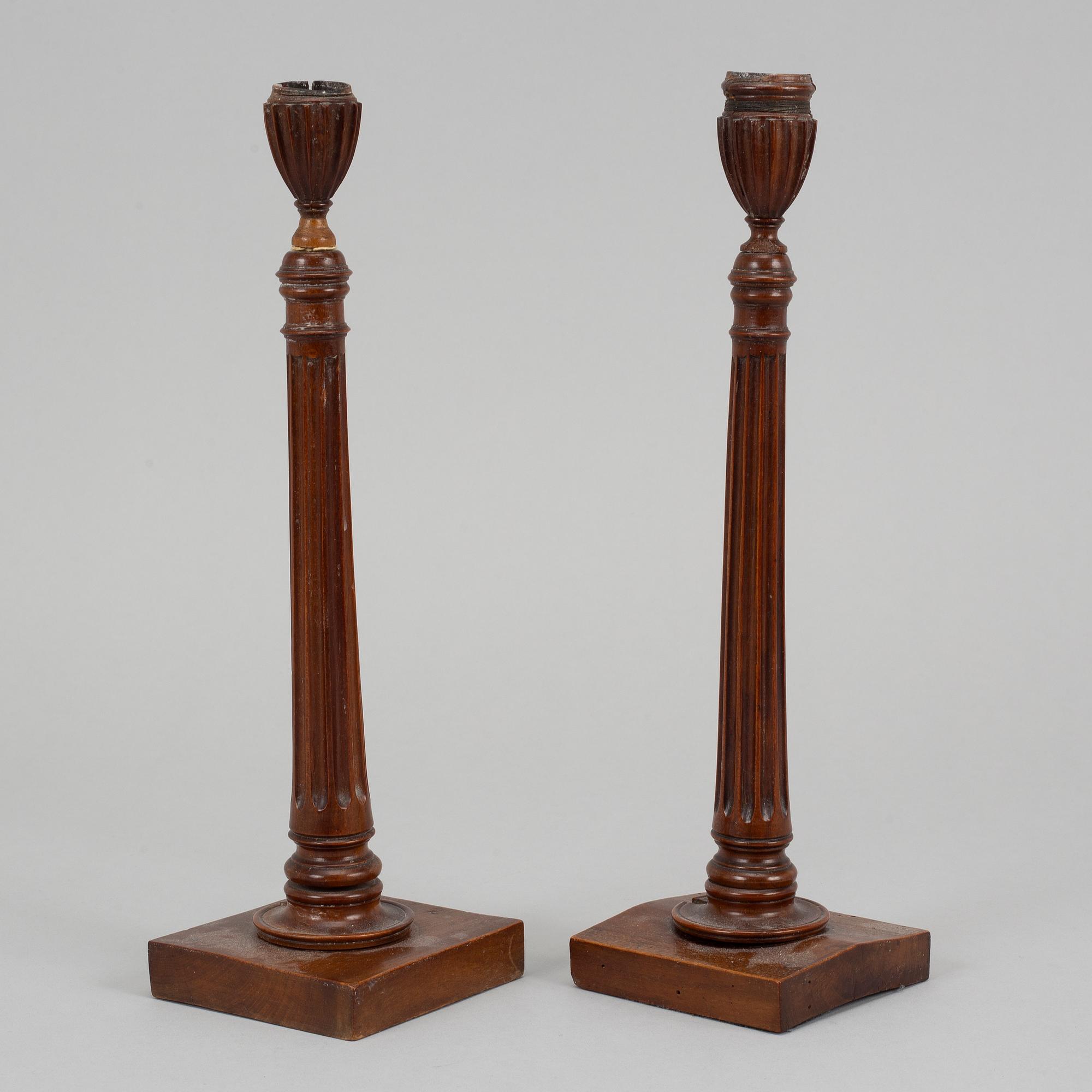 Two candlesticks, probably England. Early 19th century.
