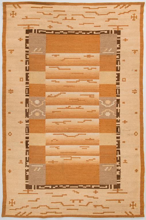 Margareta Ahlstedt-Willandt, A 1930s Finnish flat weave carpet for Lempäälän Mattokutomo. Circa 235x155cm.