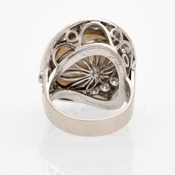 Jürgen Girgsdies, ring, 18K, diamanter, pärla, Stockholm, 1977.
