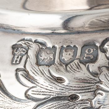An English silver sugar shaker, marks of Charles Stuart Harris, London 1902.