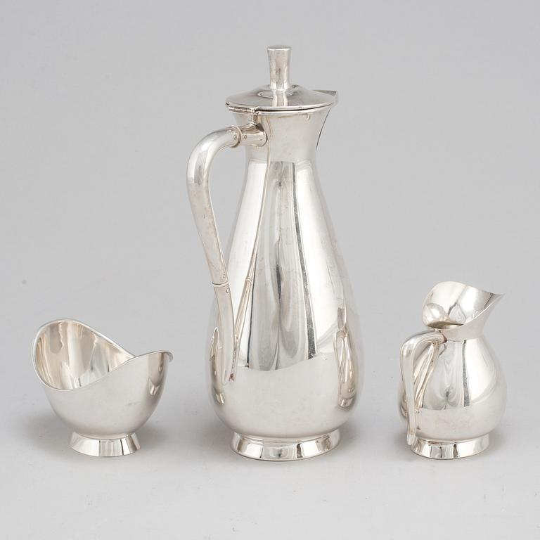 A three piece sterling silver coffee set, Germany. 20th century.