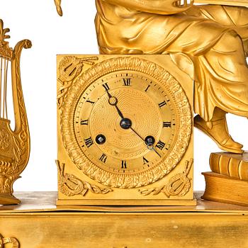 A French Empire mantle clock, early 19th century.