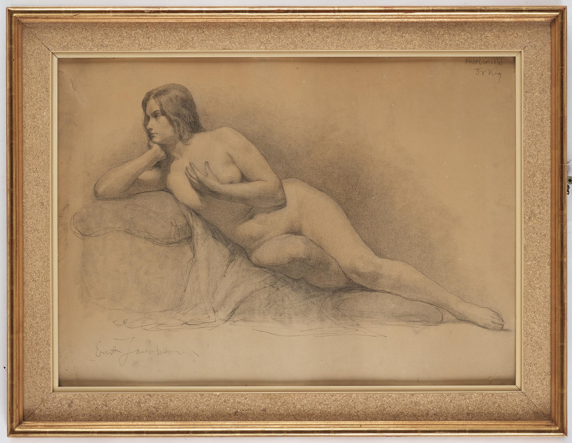 Ernst Josephson, pencil, signed Ernst Josephson and dated oktober 1873.
