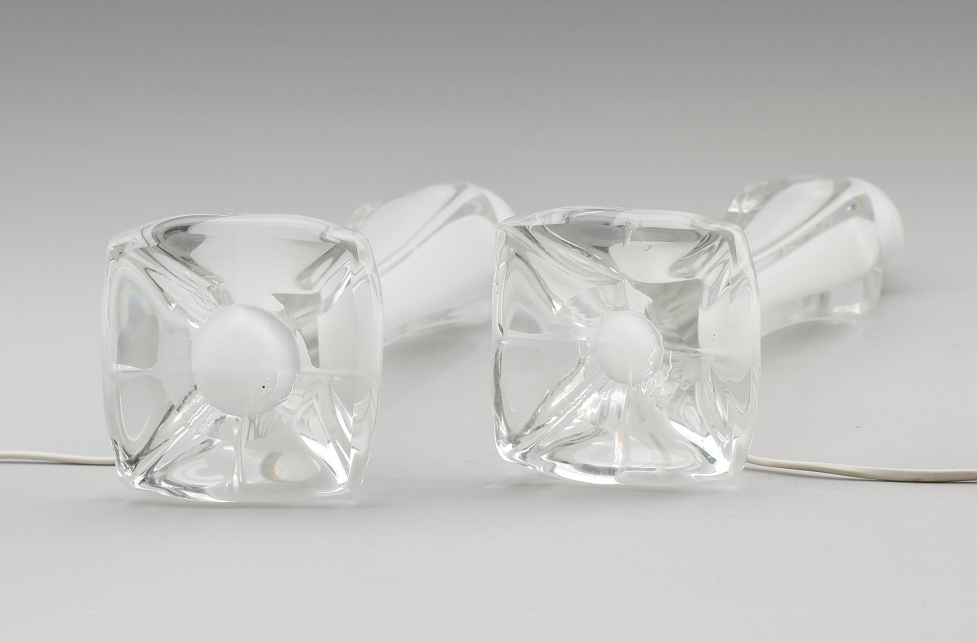BORDSLAMPOR, 1 par, glas, Flygsfors.