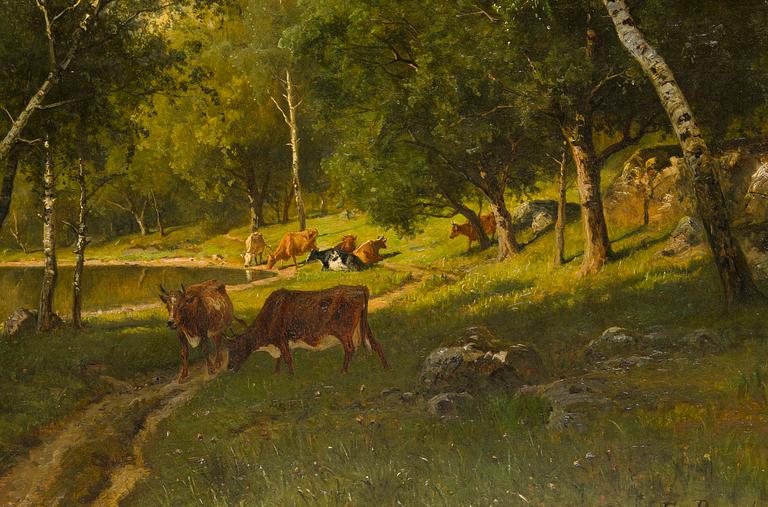 Edvard Bergh, Landscape with Cows.