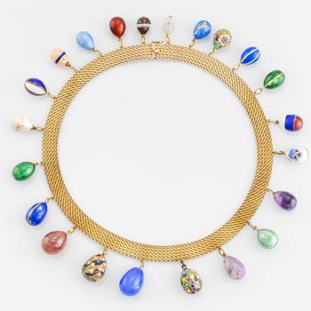 Necklace with 22 miniature Easter eggs, one of which is by Carl Fabergé.