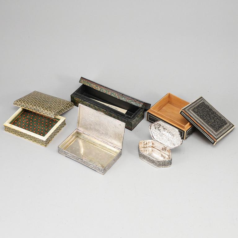 A group of boxes with covers, India, middle-east and south east asian, early 20th Century.