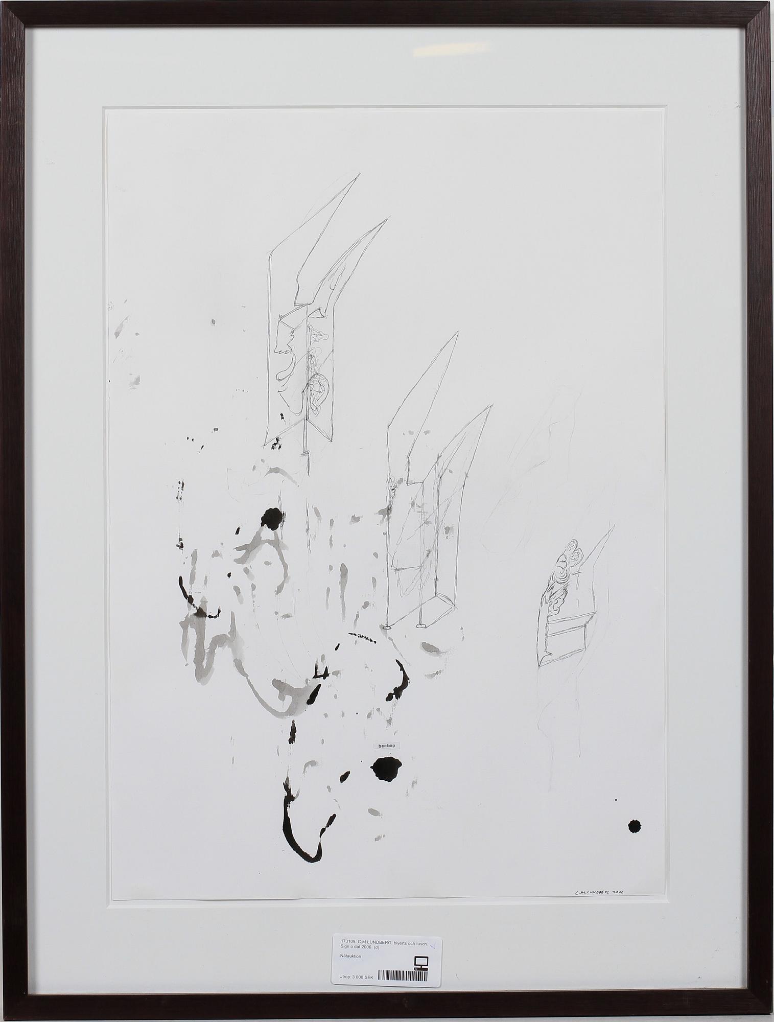 C.M LUNDBERG, blyerts och tusch. Sign o dat 2006.
