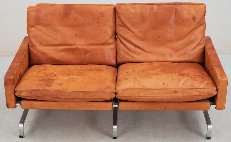 A Poul Kjaerholm brown leather 'PK-31'-2 sofa, by E Kold Christensen, Denmark.