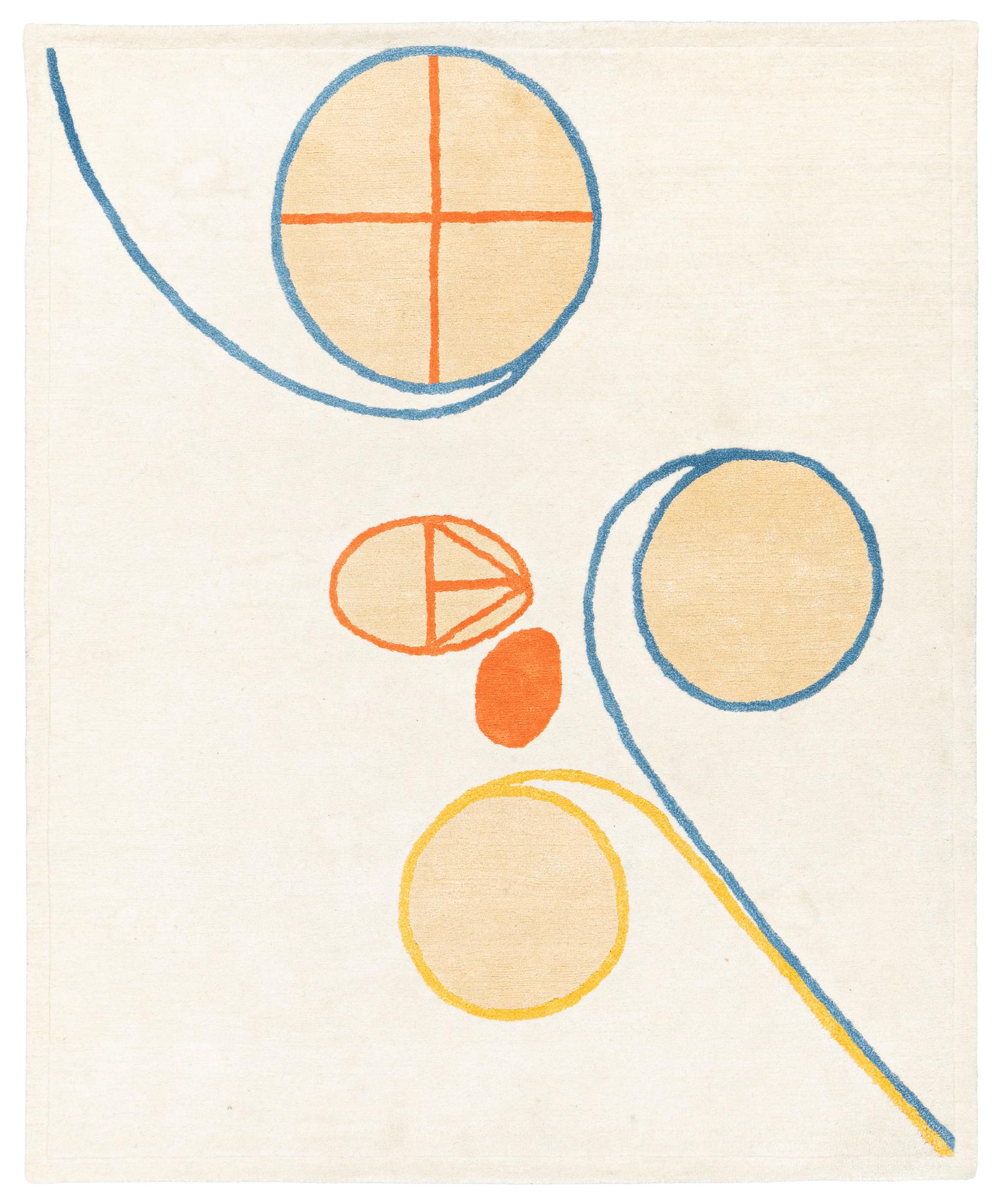 Hilma af Klint, matta, "Group V, no 2, Series WUS, Seven Pointed Star", numrerad 11/30, handtuftad, ca 195 x 160 cm.