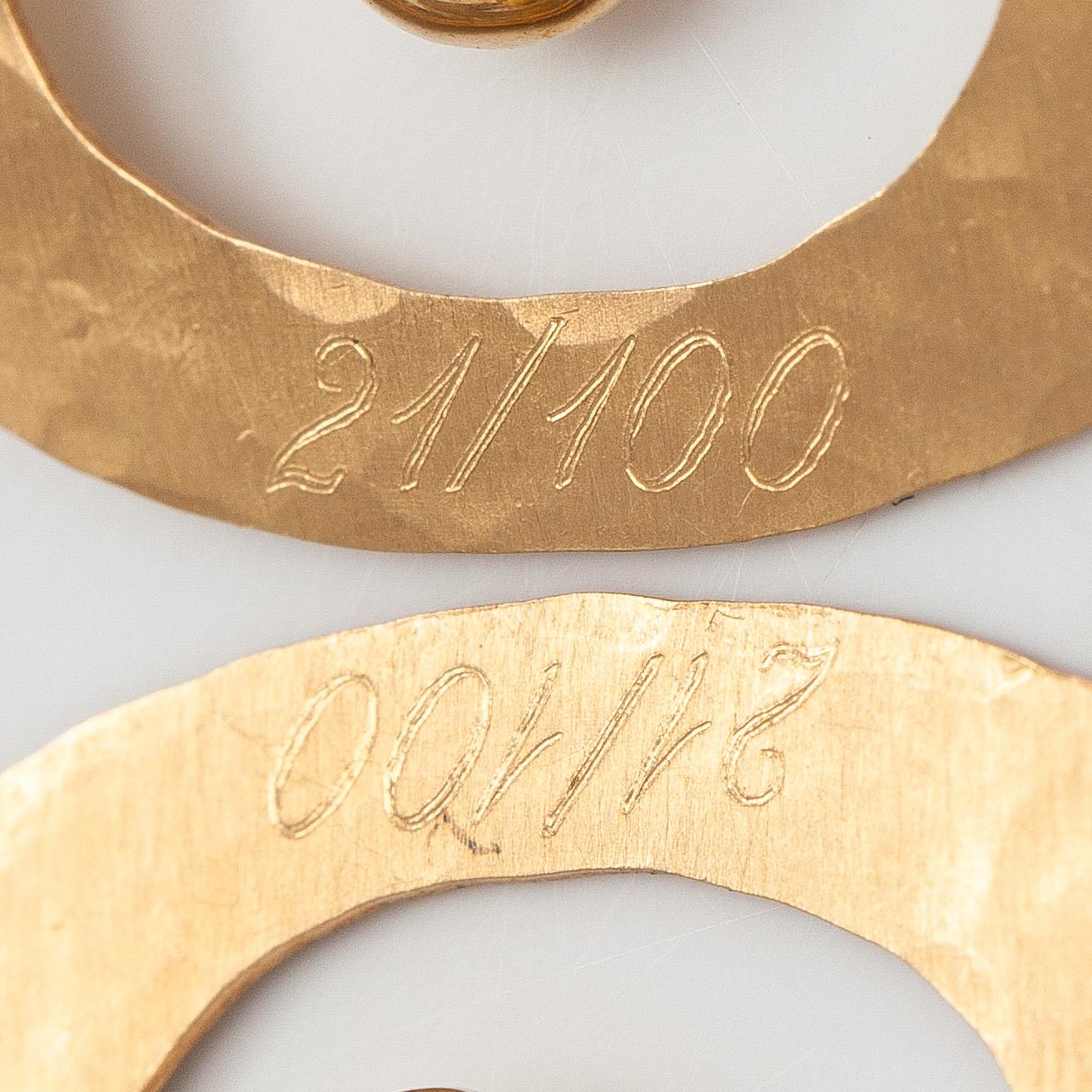 Tapio Wirkkala, örhängen, "Päron", 18K guld.