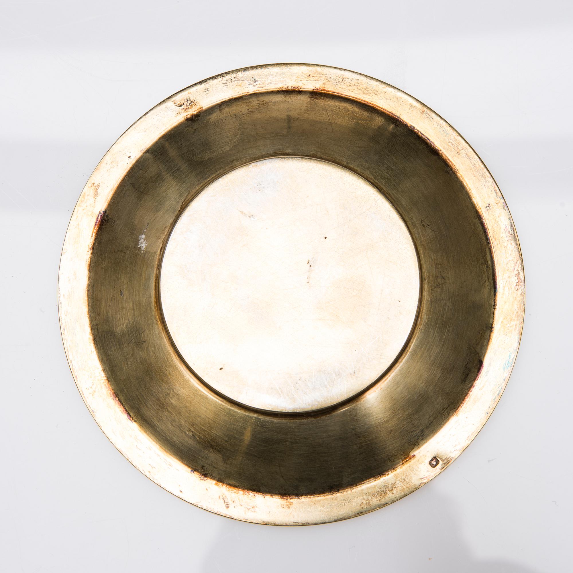 TEGLASHÅLLARE med FAT, förgyllt silver, Frankrike 1800-tal.