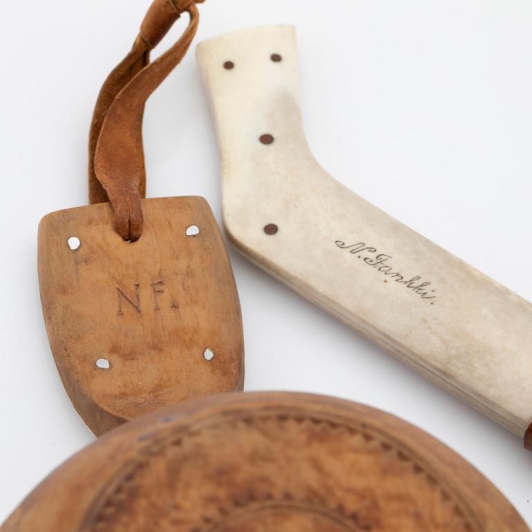 Nikolaus Fankki, half-horn knife and cup, signed.