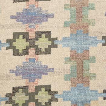 Judith Johansson, a flat weave rug, 'Riddarsporrar', signed JJ, c. 294 x 187 cm.