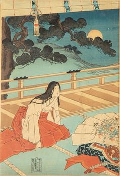 YOSHU CHIKANOBU (1838-1912), Japan, color woodblock triptych, late 19th century.