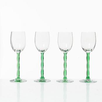 Gunnar Cyrén, a set of seven 'Nobel' wine glasses, Orrefors.