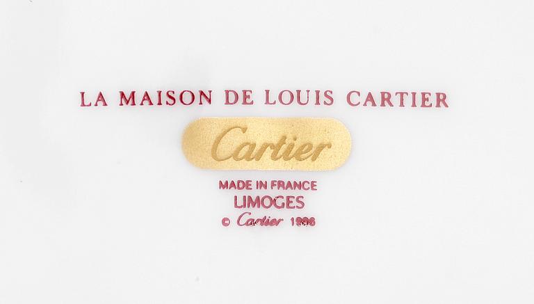 SERVISDELAR, 19 st, porslin, för Cartier, Limoges, 1986.