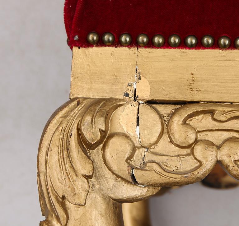 TABURETT, barockstil, omkring år 1900.