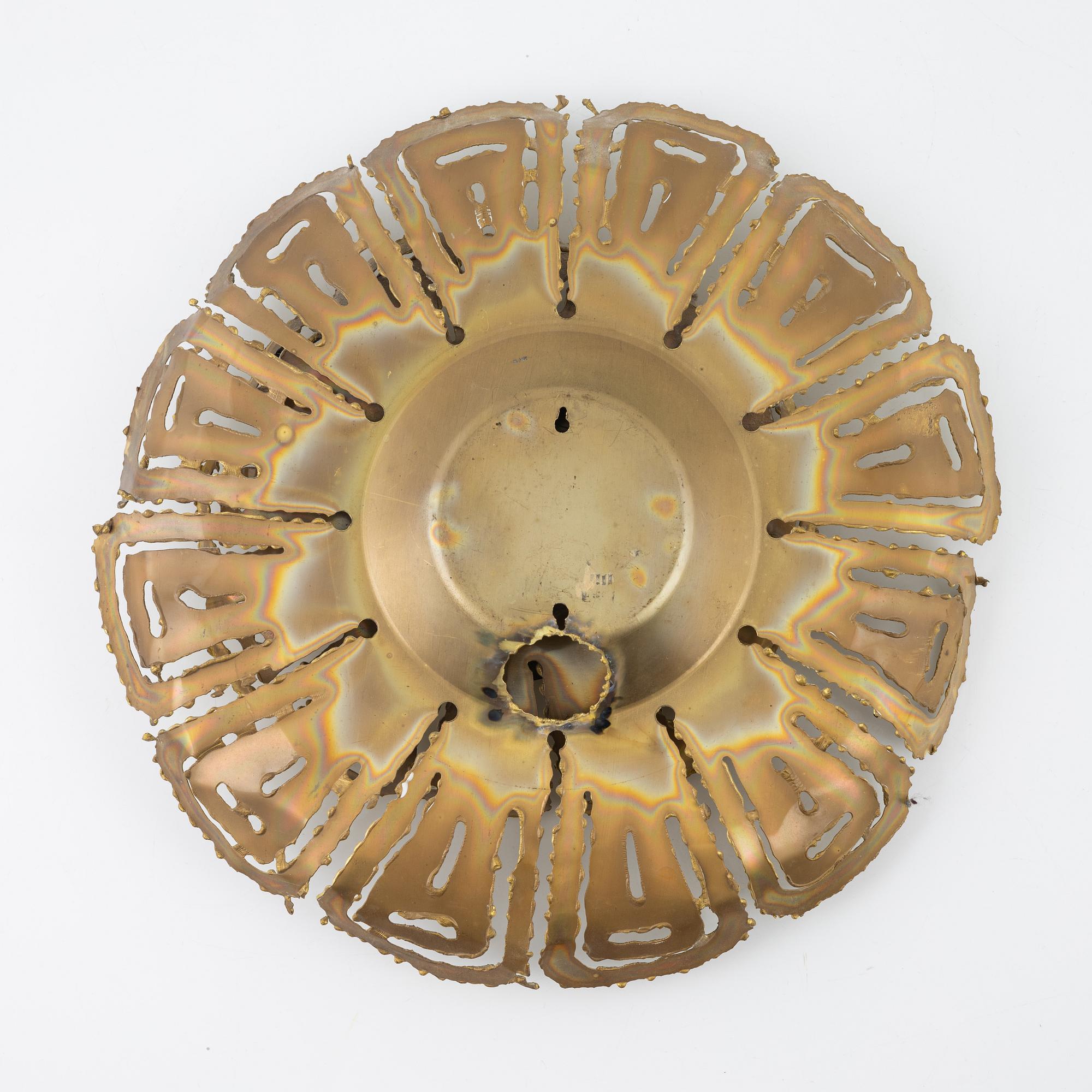 Svend Aage Holm-Sörensen & Pedersen Belysning ApS, a brass shade to a wall light / ceiling light, Denmark, 1970's.