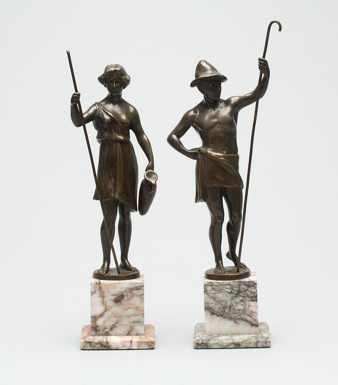 HANS KECK, skulpturer, ett par, brons, signerade.