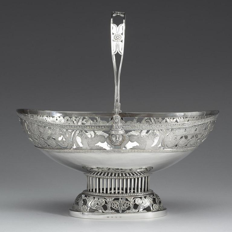 A Swedish 19th century silver basket, marks of Anders Lundqvist, Stockholm 1826.