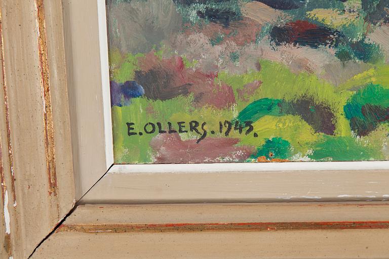EDVIN OLLERS, olja på pannå, signerad E. Ollers och daterad 1943.