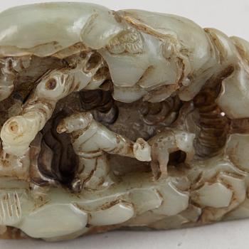 A group of three nephrite objects, Qing dynasty.