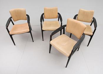 KARMSTOLAR, 4 st, design Sigvard Bernadotte, Danmark, 1900-talets andra hälft.