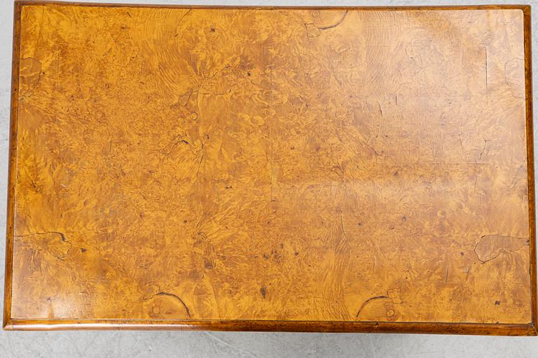 A Swedish late Baroque burr-alder table, first part 18th century.
