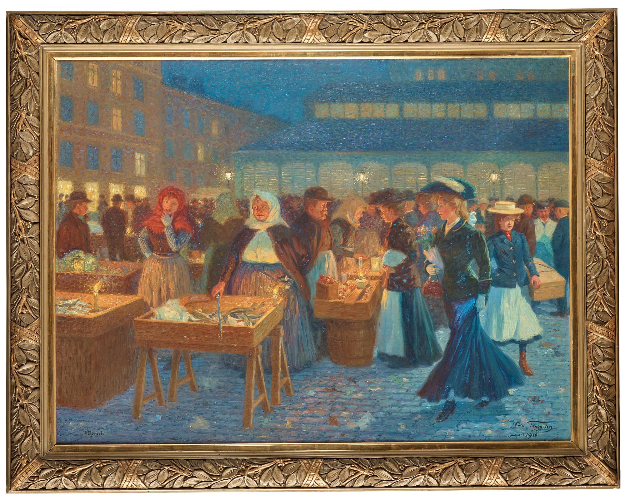 Erik Tryggelin, ERIK TRYGGELIN, oil on canvas, signed Erik Tryggelin and dated Hötorget januari 1910.