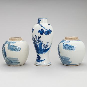 A pair of Chinese, 19th-Century porcelain jars and a porcelain vase from the early 20th Century.