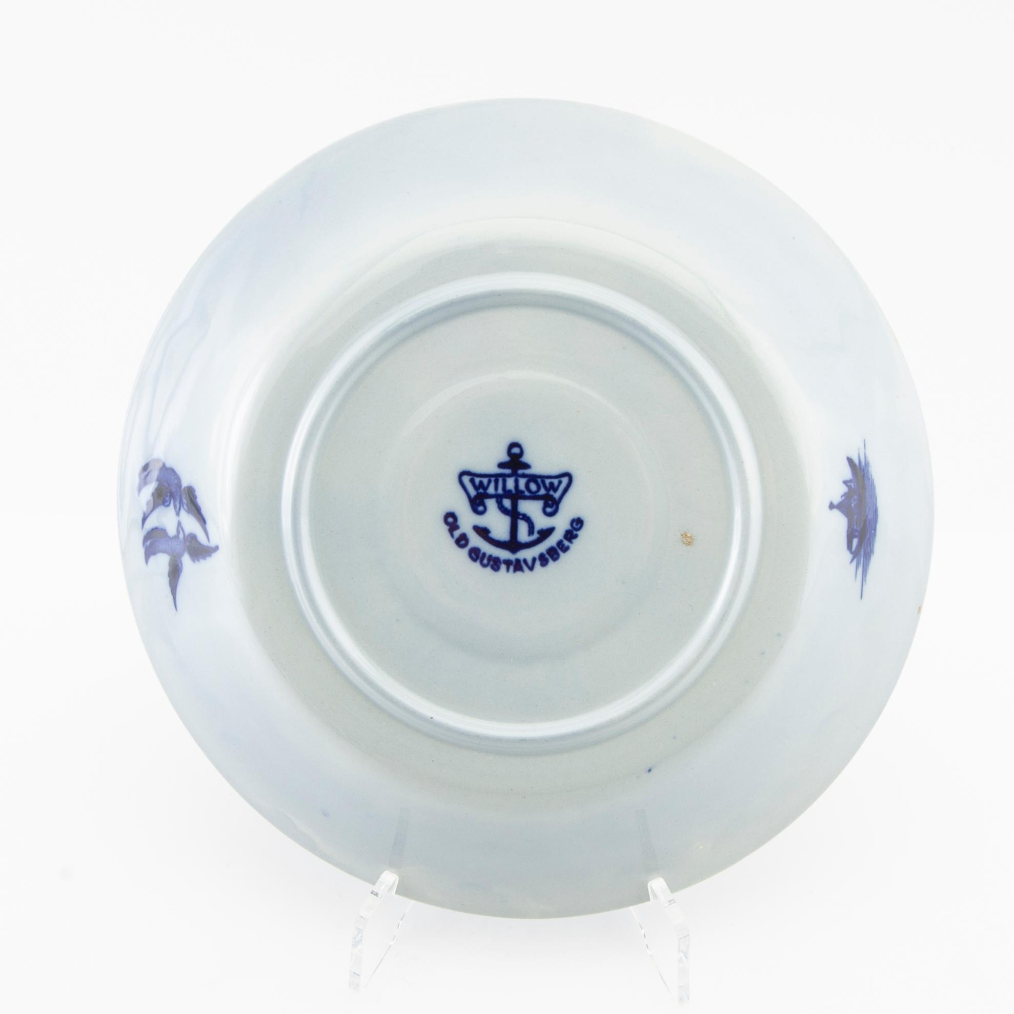 Tea cups 7 + 1 pcs "Willow" Gustavsberg first half of the 20th century stoneware.