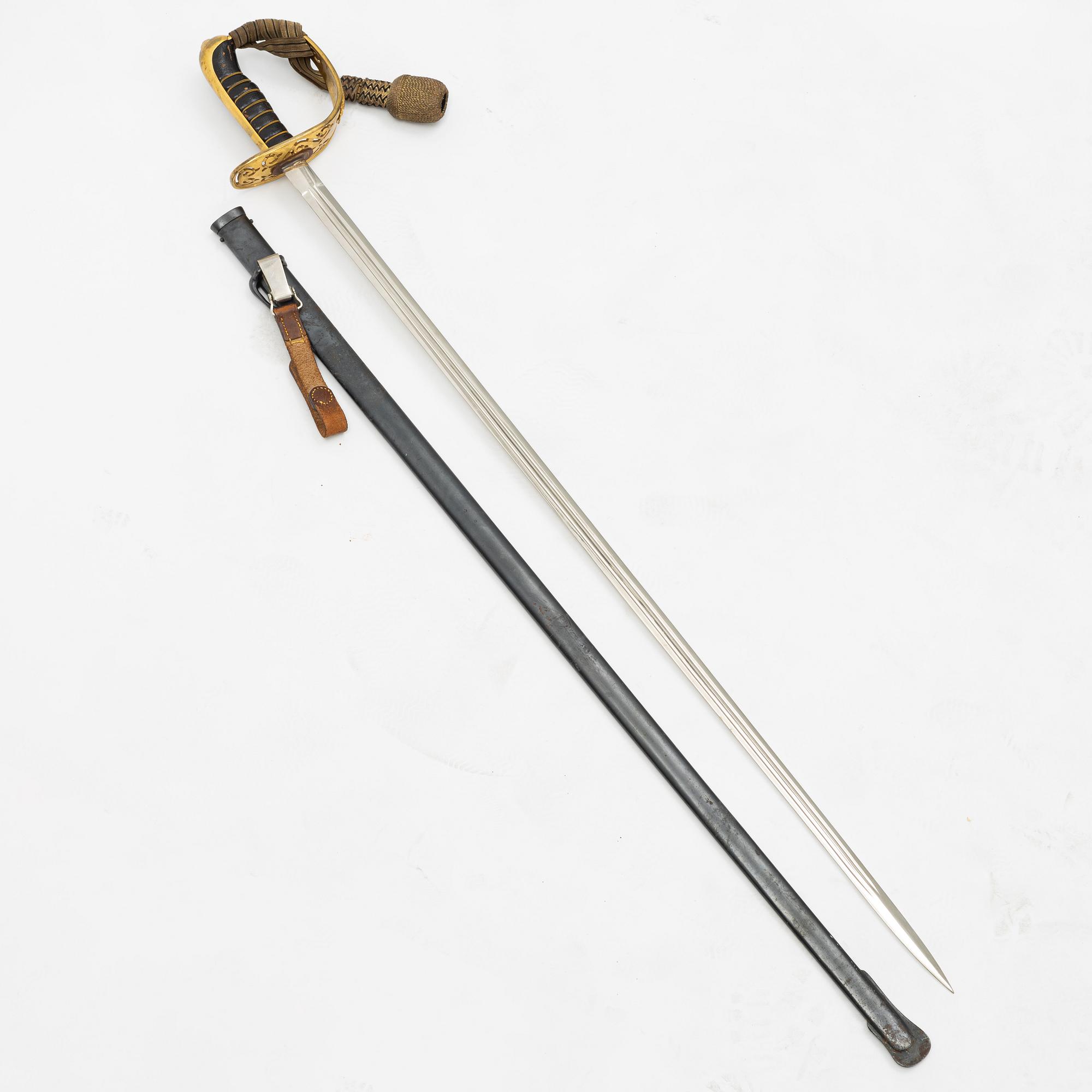 Sabel svensk, m/1893 för kavalleriofficer, med balja.