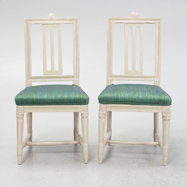 A set of seven Gustavian chairs, late 18th century. (A later copy follows the lot).