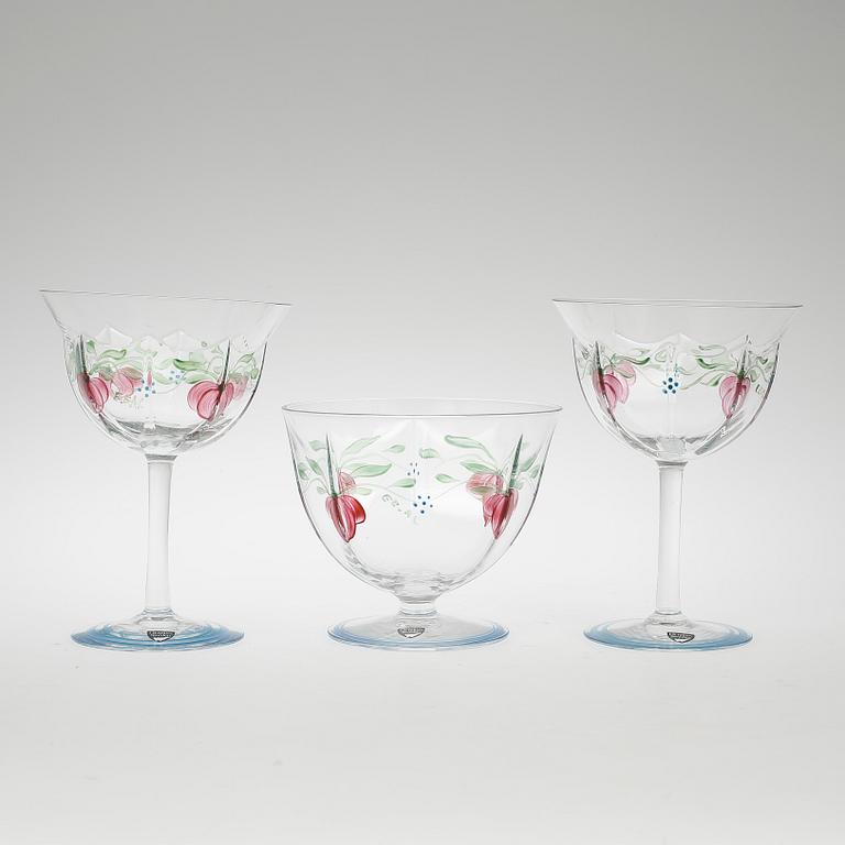 GLASSERVIS, 8 delar, "Maja", Eva Englund, Orrefors, 1900-talets sista kvartal.