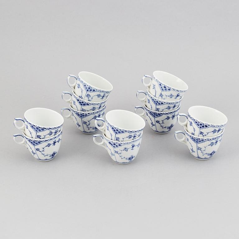 A Royal Copenhagen 28-pcs, "Blue Fluted" porcelain coffee service.