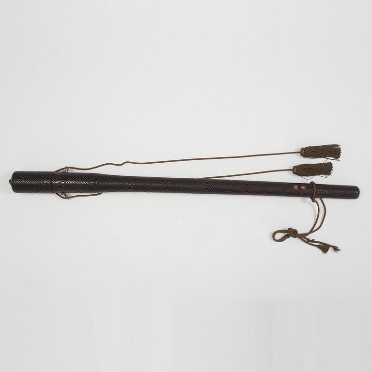 A Japanese three piece bow and arrow set, from various ages.