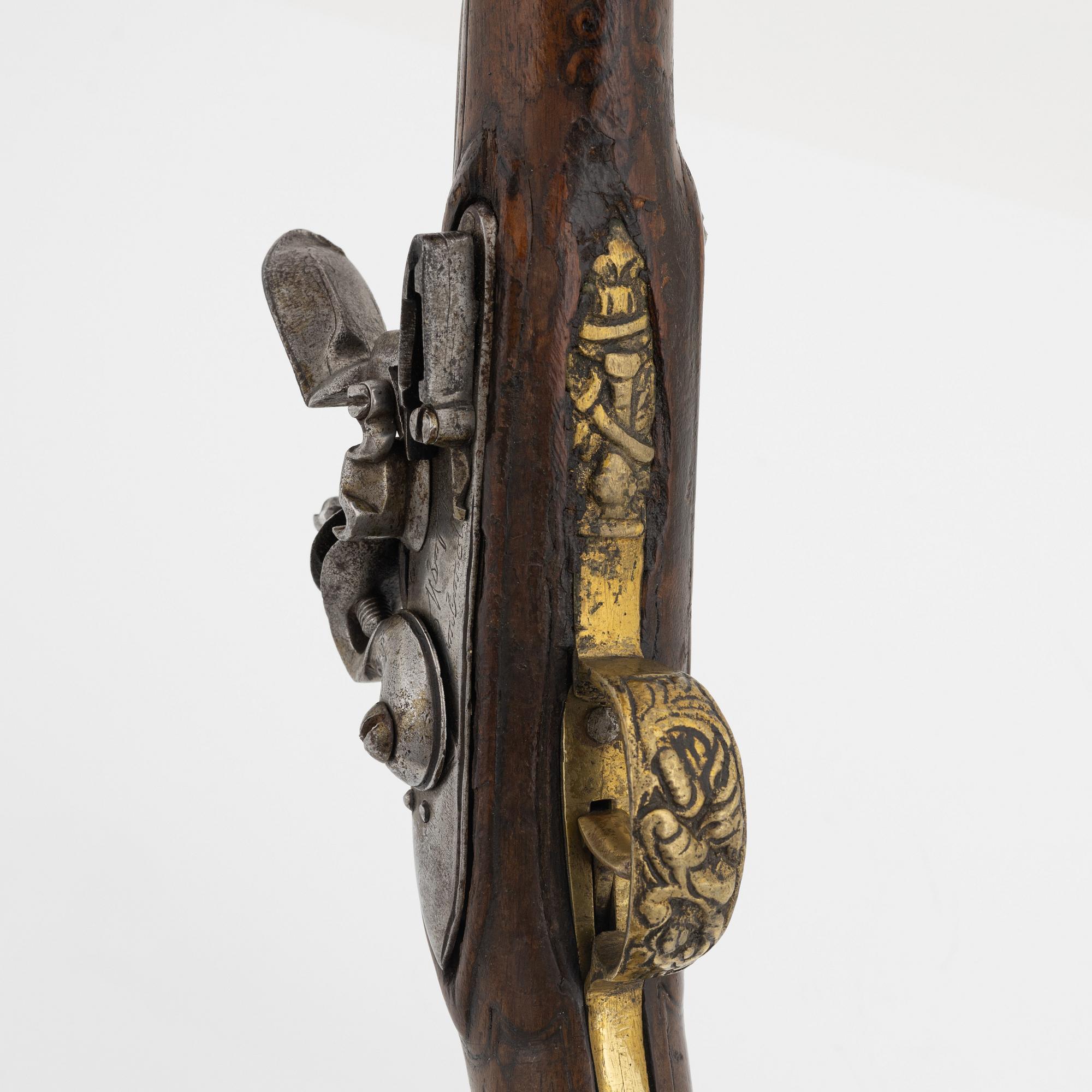 Pistoltrombon med flintlås, 1800-tal.
