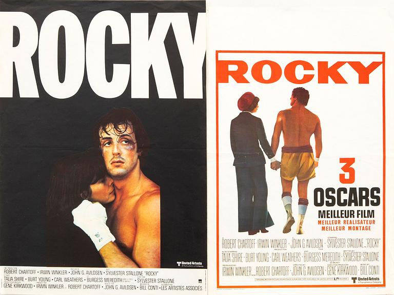 Film posters, 2 pcs, Sylvester Stallone "Rocky", 1976, Belgium.