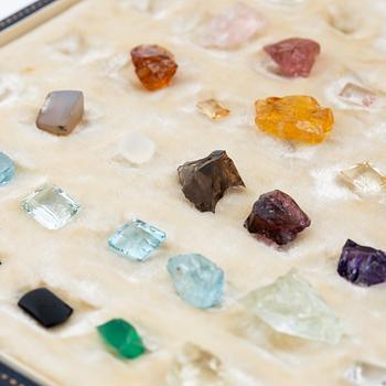 A case with 56 loose gemstones.