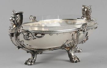 JARDINIERE, vitmetall och glas, Christofle, Paris, Frankrike, omkring 1900.