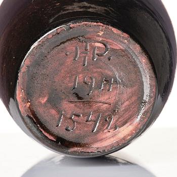 Hilma Persson-Hjelm, a glazed earthenware art nouveau vase, executed in her own studio, Arvika 1911. No 1542.
