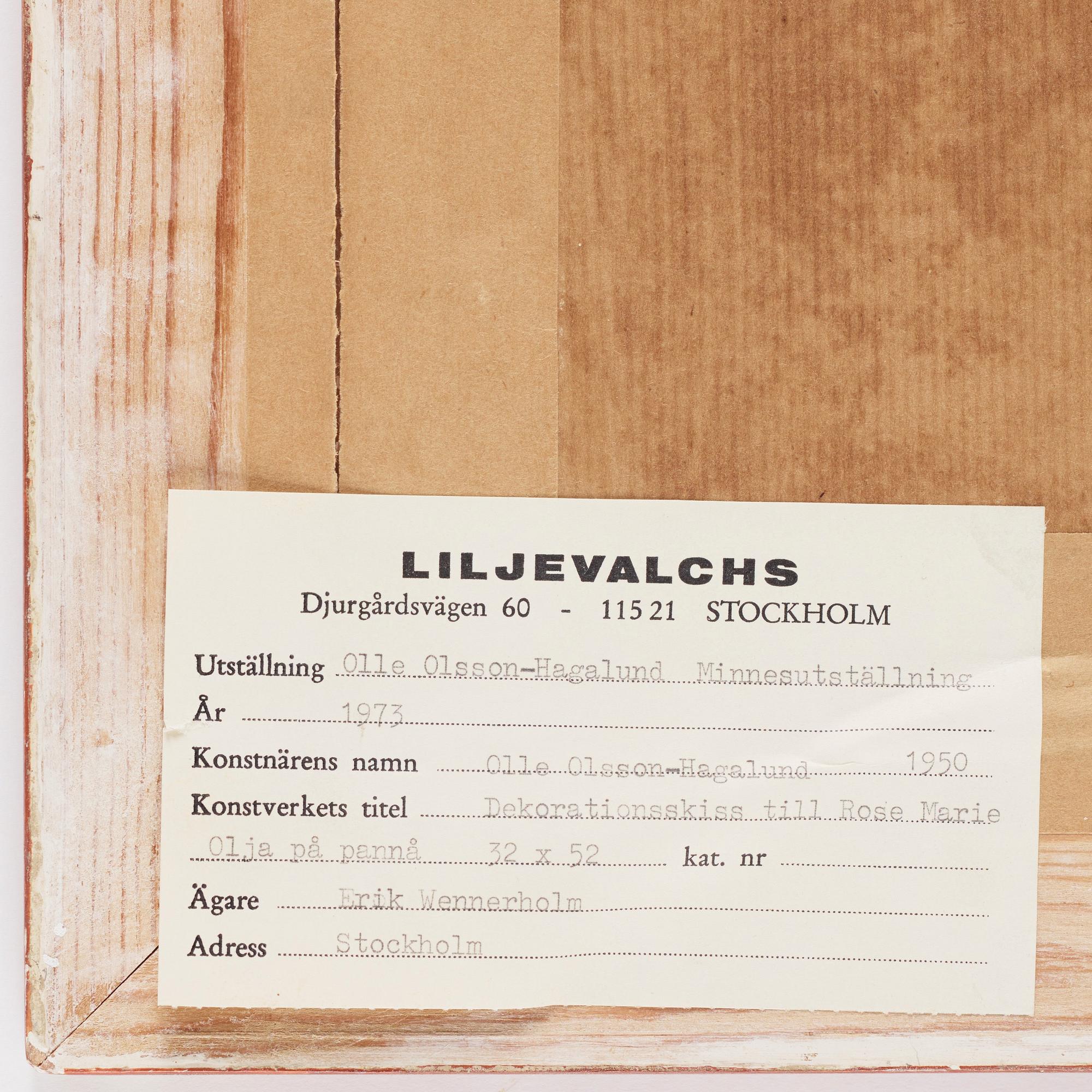 Olle Olsson-Hagalund, "Dekorationsskiss till Rose-Marie, Oscarsteatern".