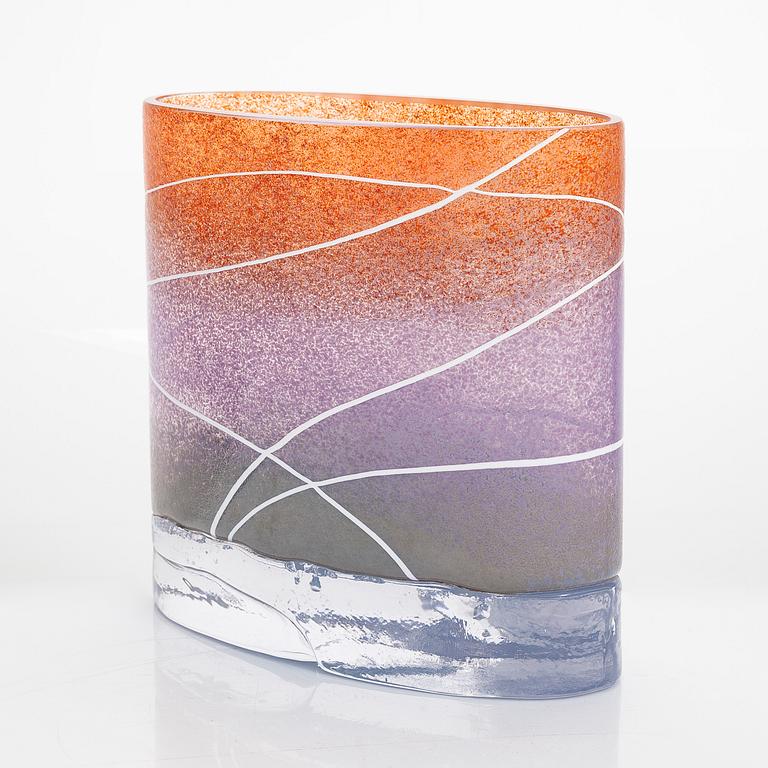 Markku Salo, konstglas/ vas, "Saana", signerad Markku Salo Nuutajärvi, 125/199 Fyrklövern.