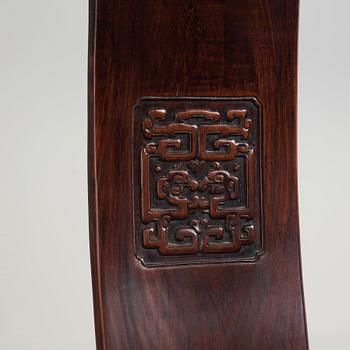 A pair of Chinese hardwood chairs, late Ming dynasty.